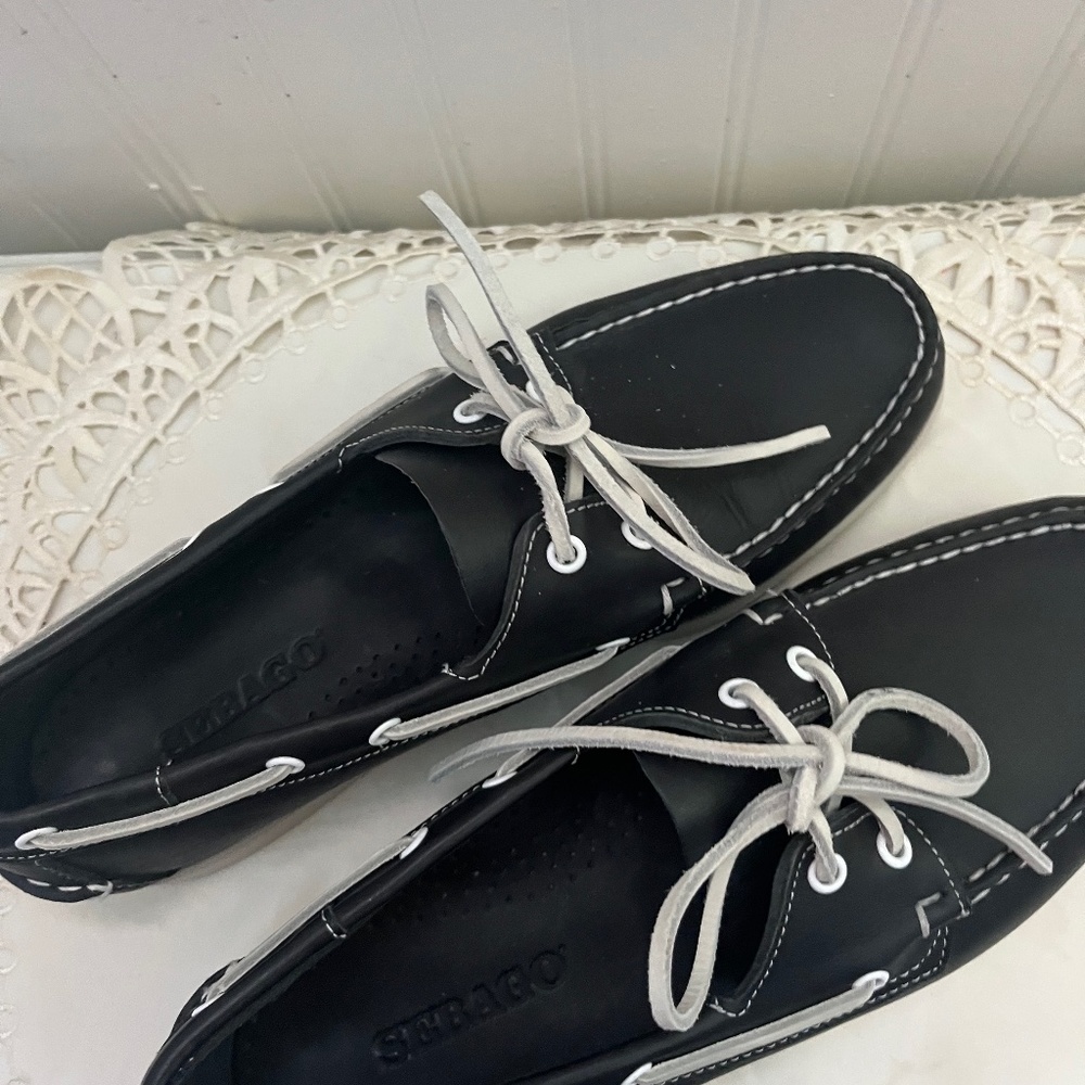 Mens  Sebago navy   leather boat shoes